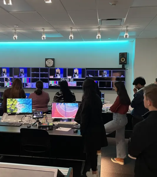 department students in WOSU studio